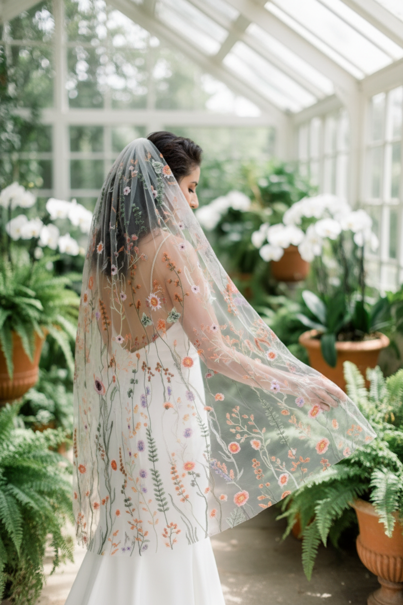 Colorful Wedding Floral Veil - Image 4