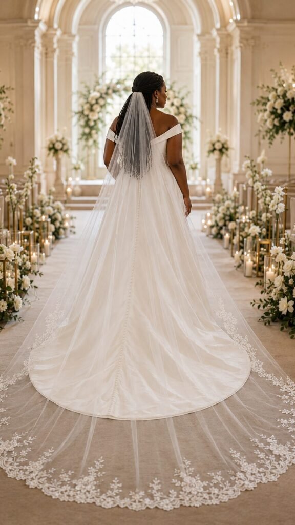 Cathedral wedding veil buying guide comparing simple lace floral and blusher veil styles