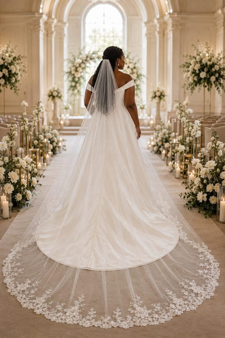 Cathedral wedding veil buying guide comparing simple lace floral and blusher veil styles