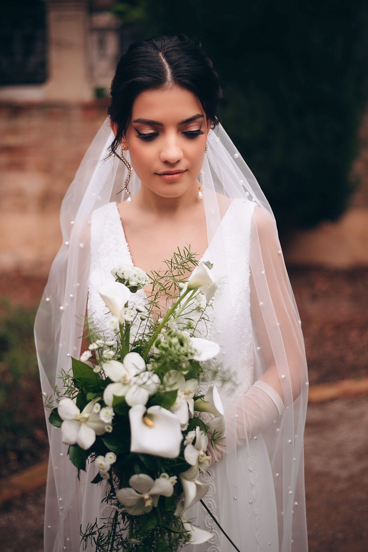 Long Ivory Chiffon Boho Wedding Dress - bridal view 3