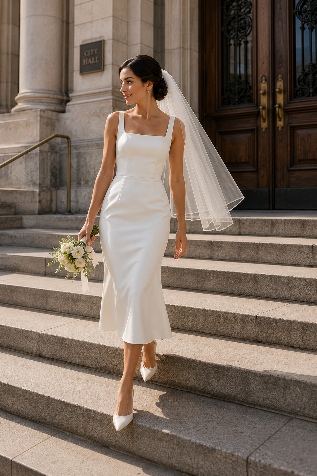 Courthouse wedding veil guide comparing veil lengths and styles for city hall brides