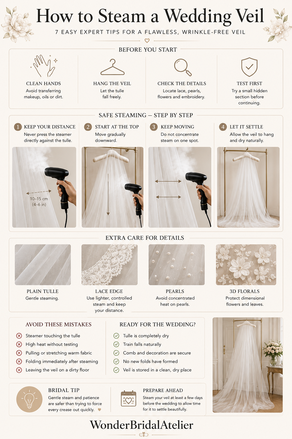 How to steam a wedding veil safely step-by-step bridal care guide